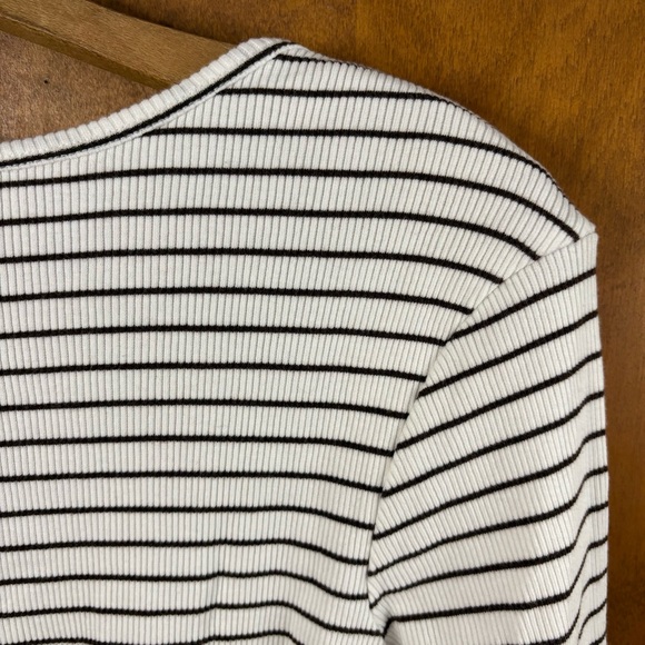 Pact Brown White Striped Ribbed Henley Long Sleeve Top T-Shirt Organic Cotton XL - Picture 9 of 13